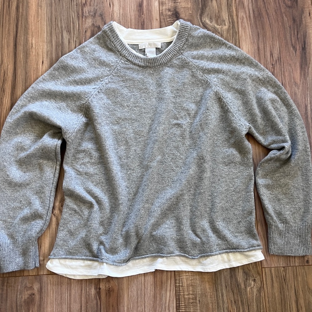 Womens L Layered Crewneck Sweater